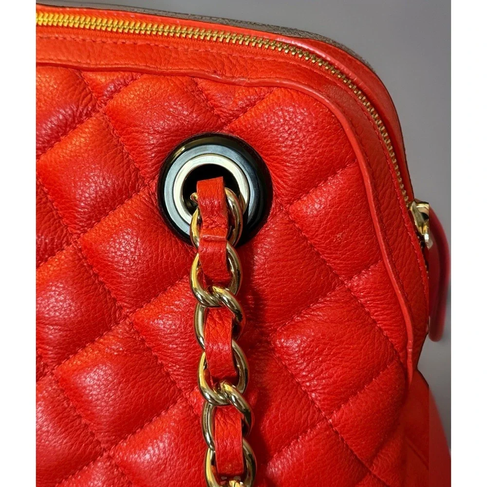Kate Spade Gold Coast Georgina Quilted Leather Bag Maraschino Cherry Red EXC